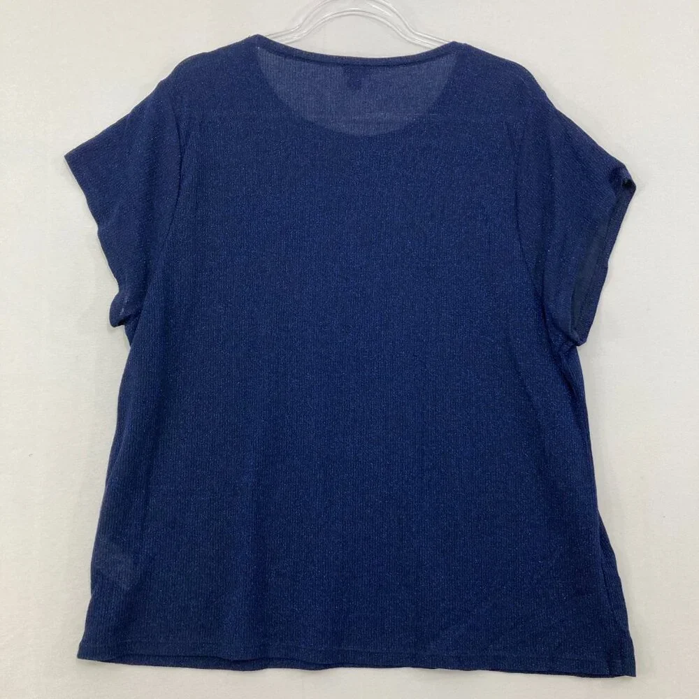 J. Crew 365 size 3X Navy Stretch Sparkling Short‎ Sleeve Tee Comfy Casual